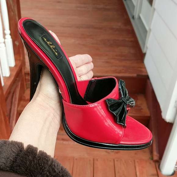 Ellie Shoes - ELLIE RED STILETTO PEEP TOE SHOES! ON HOLD!